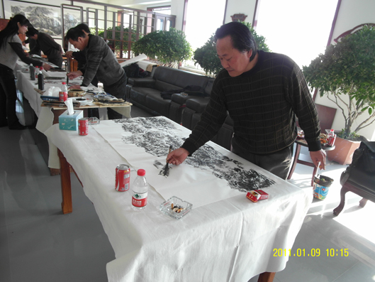 瓦房店市孔子文化研究会书画院到海泰轴承献艺花絮